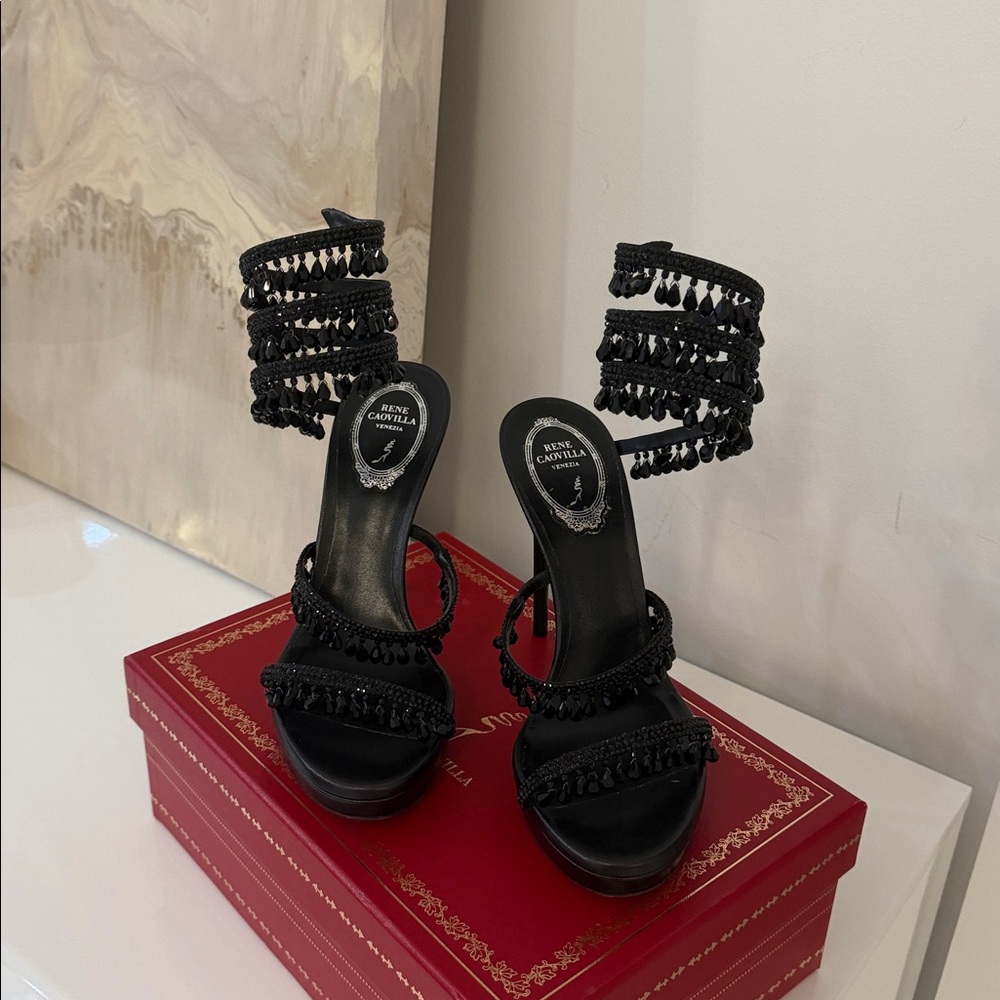 Limited edition Rene Caovilla Black Strappy Heels - Picture 5 of 8